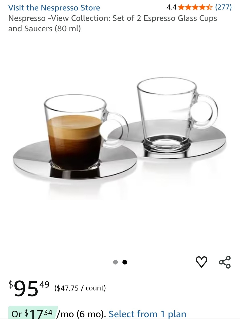 Nespresso 'View' Glass Coffee Mug & Espresso Cup Set - Picture 5 of 6